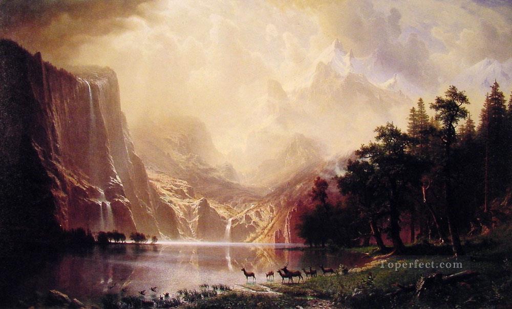 Among the Sierra Nevada Mountains Albert Bierstadt Landscape Oil Paintings